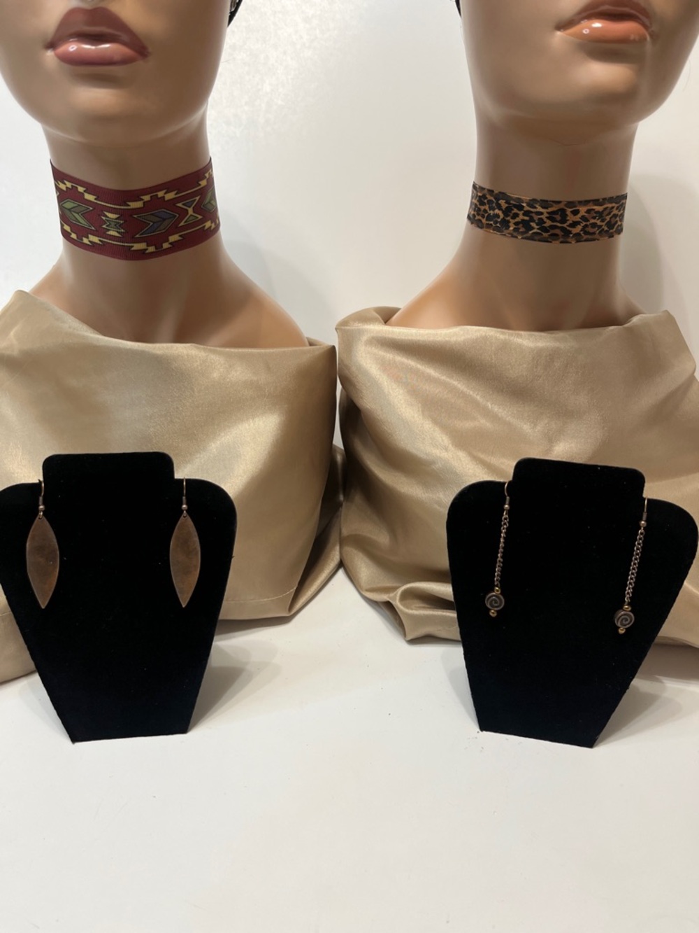 4 pc. Gift  Set Chokers & Tribal Print & Leopard Choker Set with Earrings